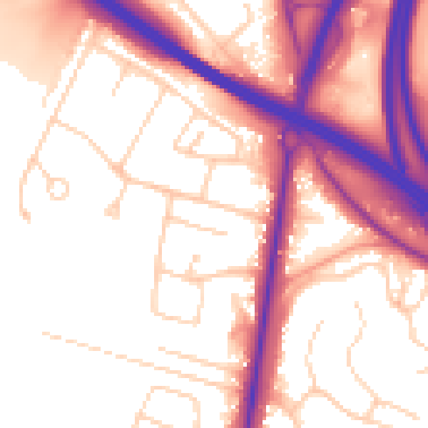 Daytime road noise heatmap for SO16 7GP