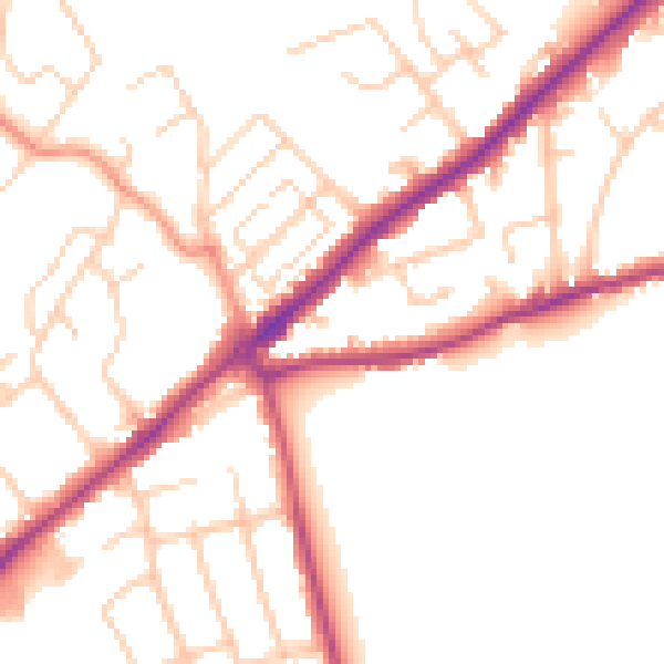 Daytime road noise heatmap for SO16 7LF