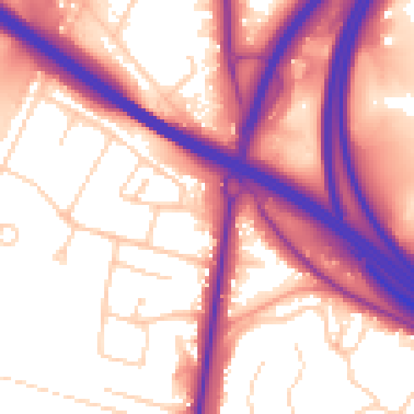 Daytime road noise heatmap for SO16 7LW