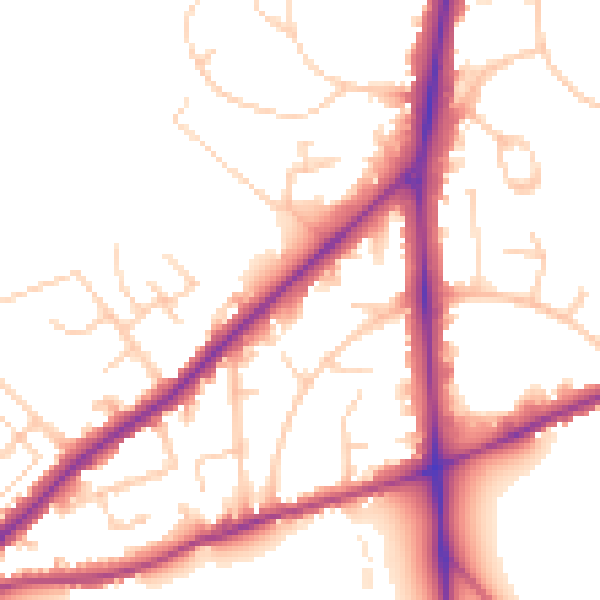 Daytime road noise heatmap for SO16 7ND
