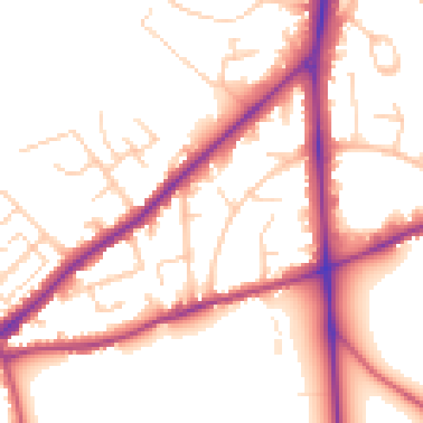 Daytime road noise heatmap for SO16 7NE
