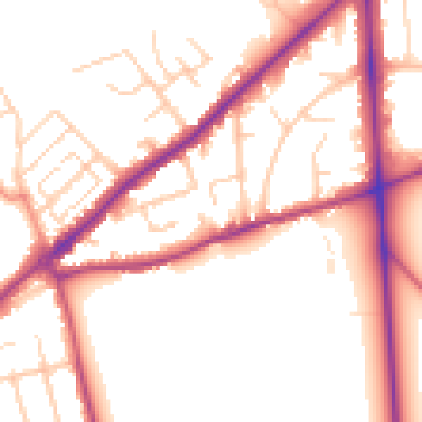 Daytime road noise heatmap for SO16 7NT