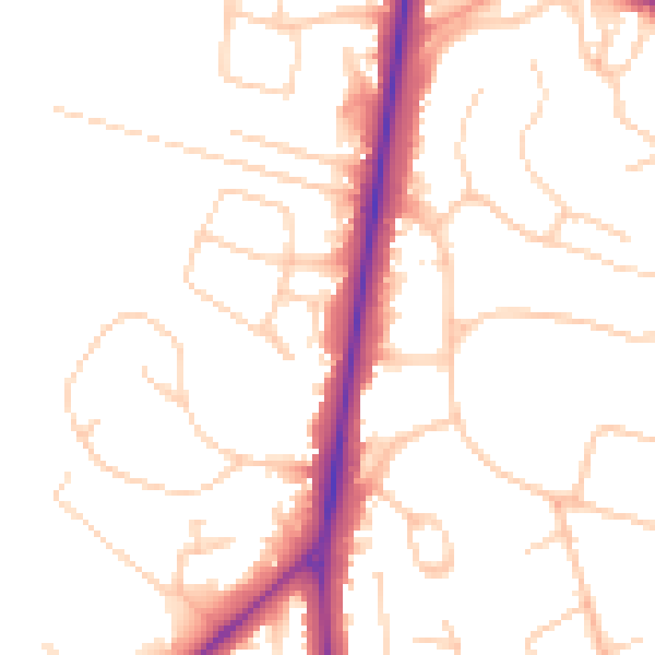 Daytime road noise heatmap for SO16 7NW