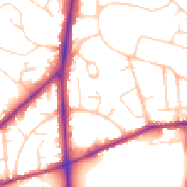 Daytime road noise heatmap for SO16 7PE