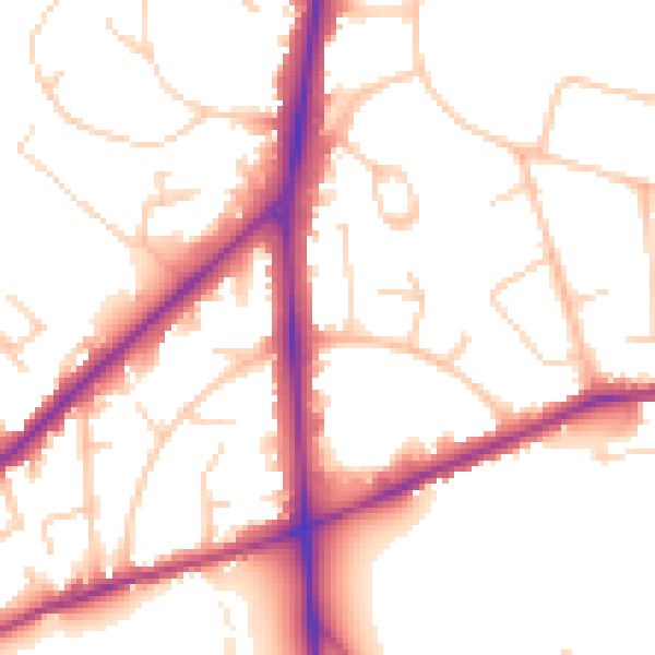 Daytime road noise heatmap for SO16 7PJ