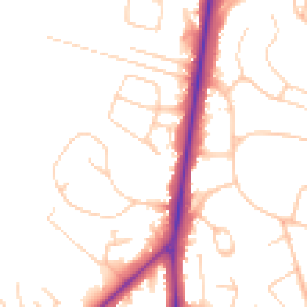 Daytime road noise heatmap for SO16 7PQ