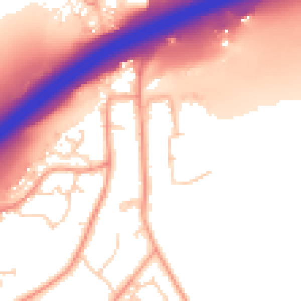 Daytime road noise heatmap for SO16 8AP