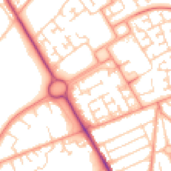 Daytime road noise heatmap for SO16 8BB