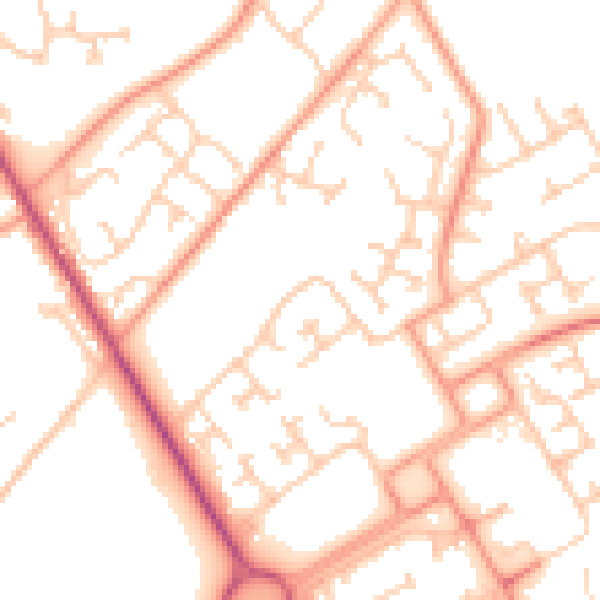 Daytime road noise heatmap for SO16 8BS