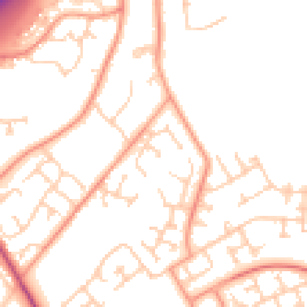 Daytime road noise heatmap for SO16 8DQ