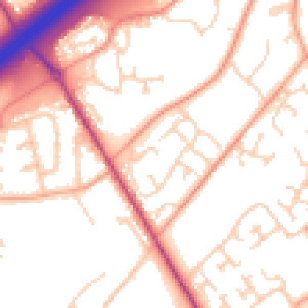 Daytime road noise heatmap for SO16 8DS