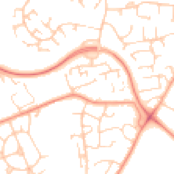 Daytime road noise heatmap for SO16 8EB
