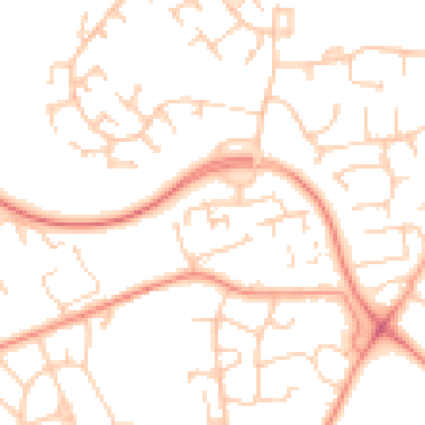 Daytime road noise heatmap for SO16 8ED