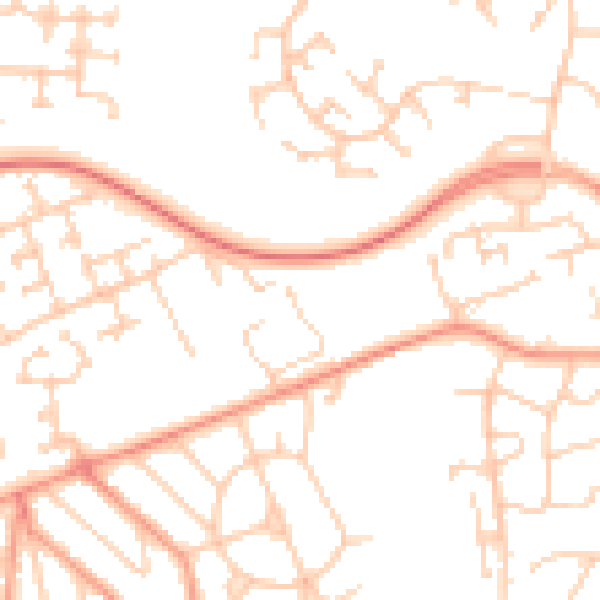 Daytime road noise heatmap for SO16 8FQ
