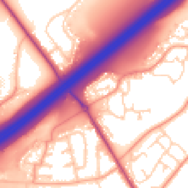 Daytime road noise heatmap for SO16 8JT