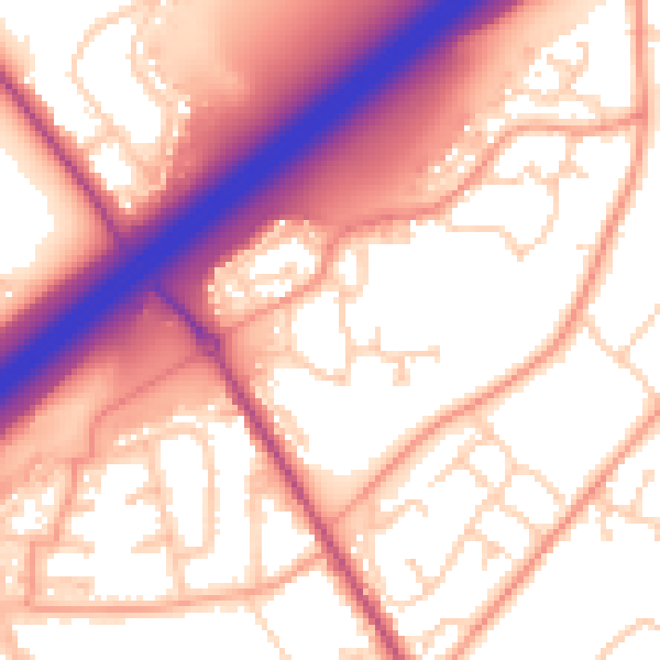 Daytime road noise heatmap for SO16 8LE