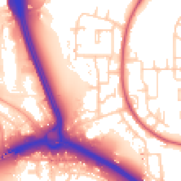Daytime road noise heatmap for SO16 9BD