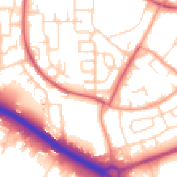 Daytime road noise heatmap for SO16 9BY