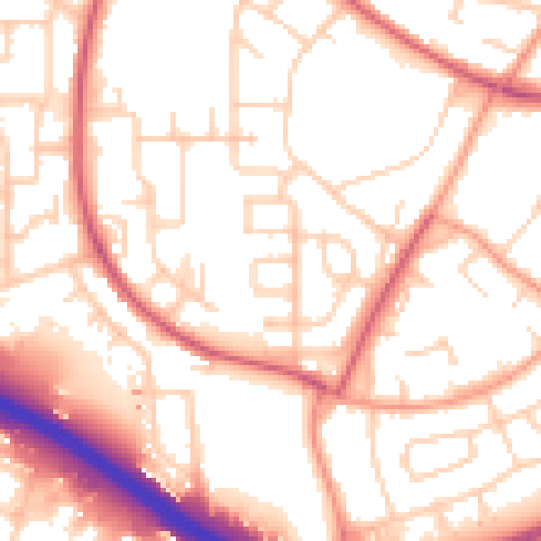 Daytime road noise heatmap for SO16 9DA