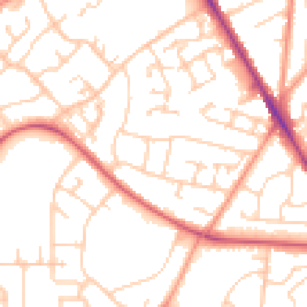 Daytime road noise heatmap for SO16 9FG