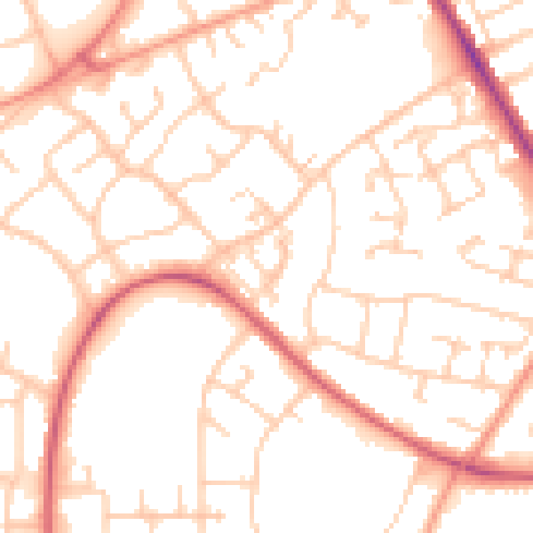 Daytime road noise heatmap for SO16 9GL