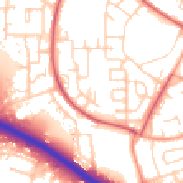 Daytime road noise heatmap for SO16 9GW
