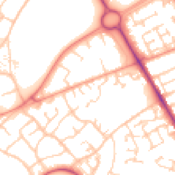 Daytime road noise heatmap for SO16 9LA