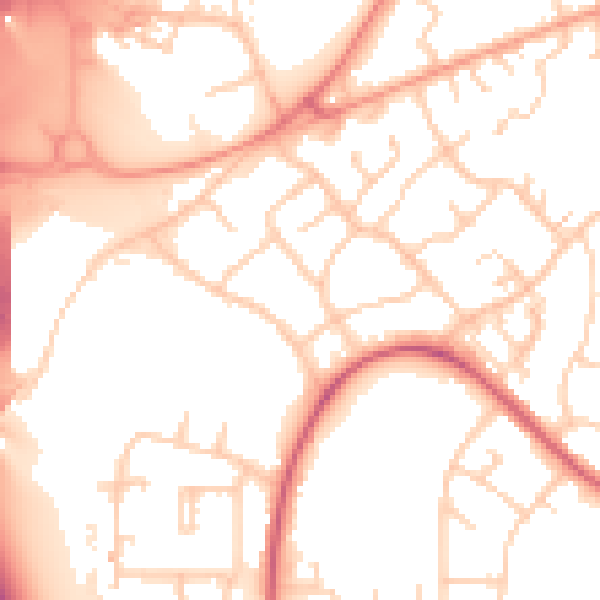 Daytime road noise heatmap for SO16 9PJ