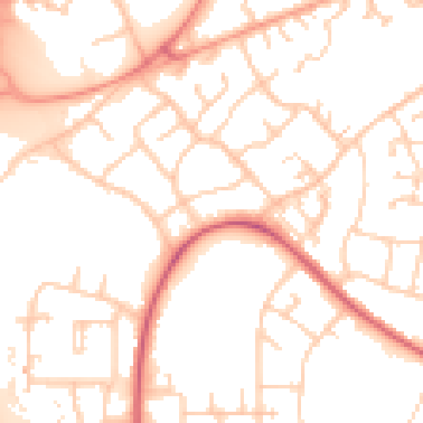 Daytime road noise heatmap for SO16 9PR