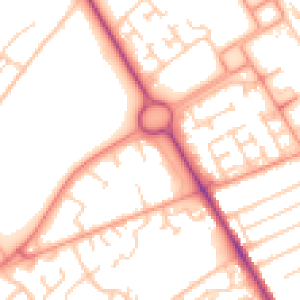Daytime road noise heatmap for SO16 9QA