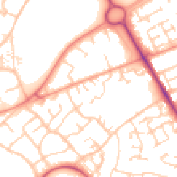 Daytime road noise heatmap for SO16 9QS