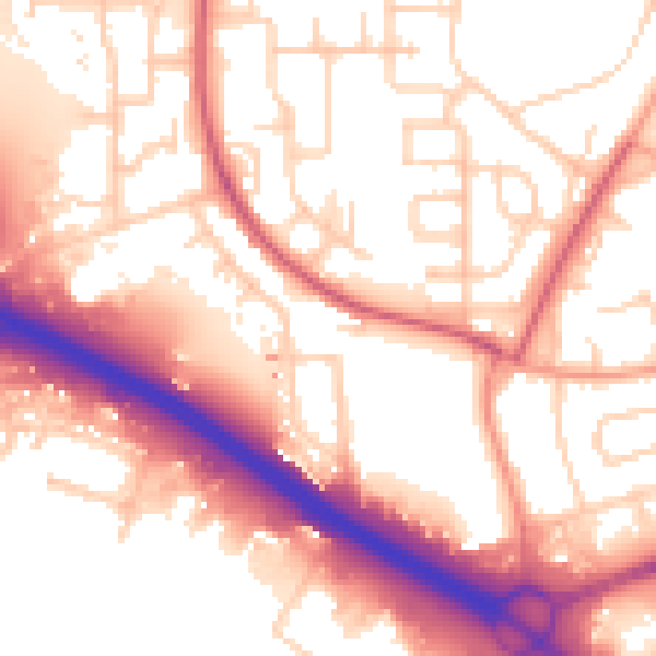 Daytime road noise heatmap for SO16 9SB