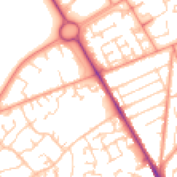 Daytime road noise heatmap for SO16 9TB