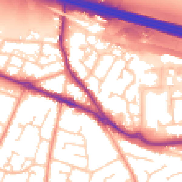 Daytime road noise heatmap for SO31 1AJ