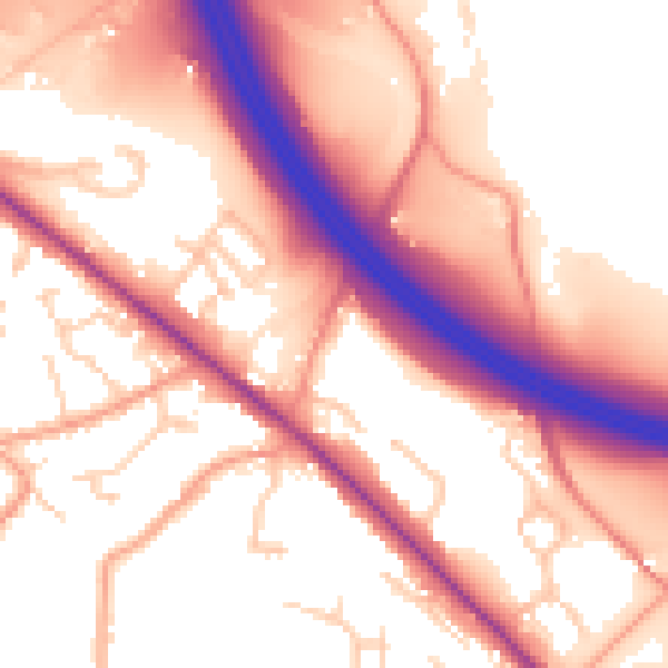 Daytime road noise heatmap for SO31 1AQ
