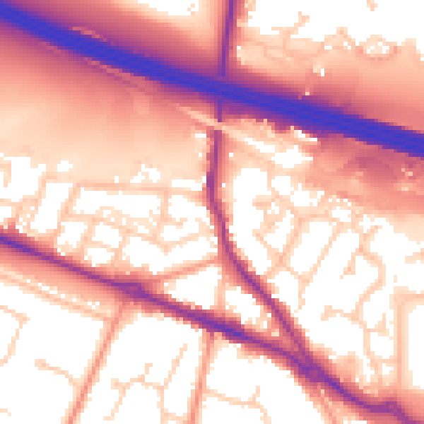Daytime road noise heatmap for SO31 1AY