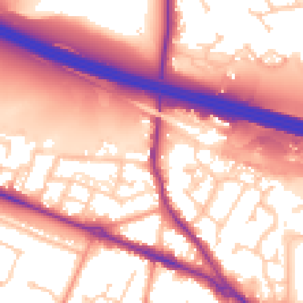 Daytime road noise heatmap for SO31 1AZ