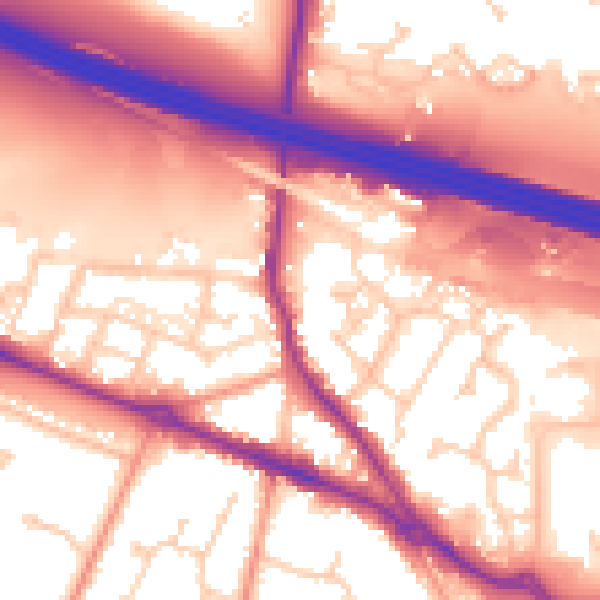 Daytime road noise heatmap for SO31 1BZ