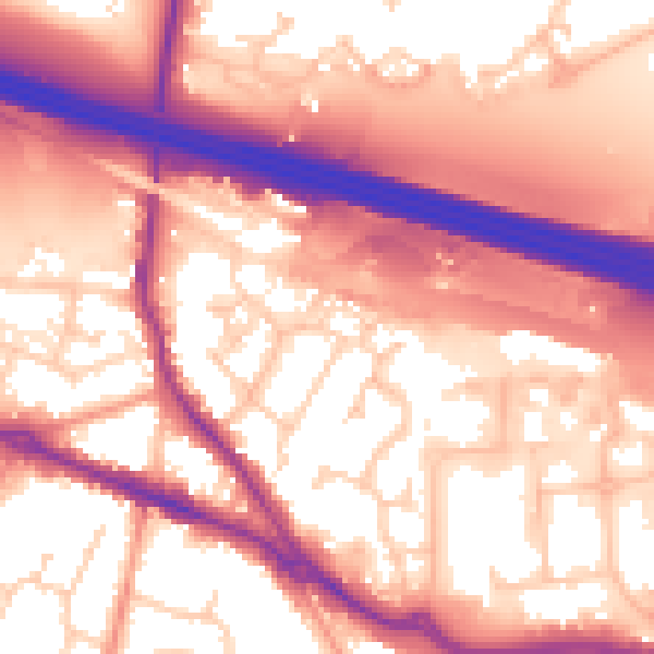 Daytime road noise heatmap for SO31 1DA