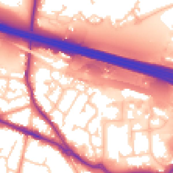 Daytime road noise heatmap for SO31 1DD