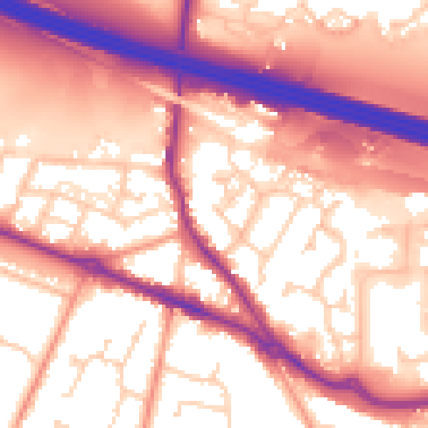 Daytime road noise heatmap for SO31 1DY