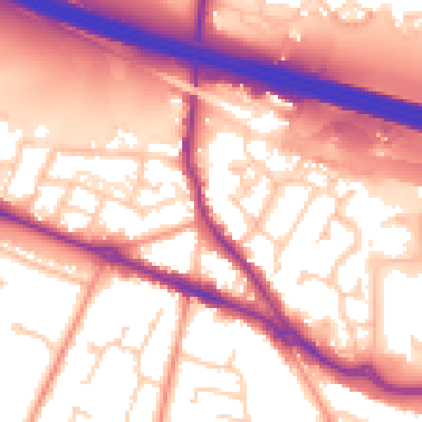 Daytime road noise heatmap for SO31 1EB