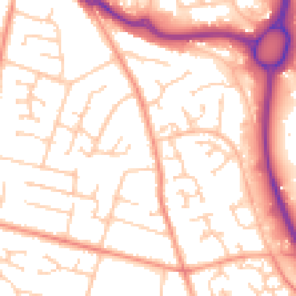 Daytime road noise heatmap for SO31 6AZ