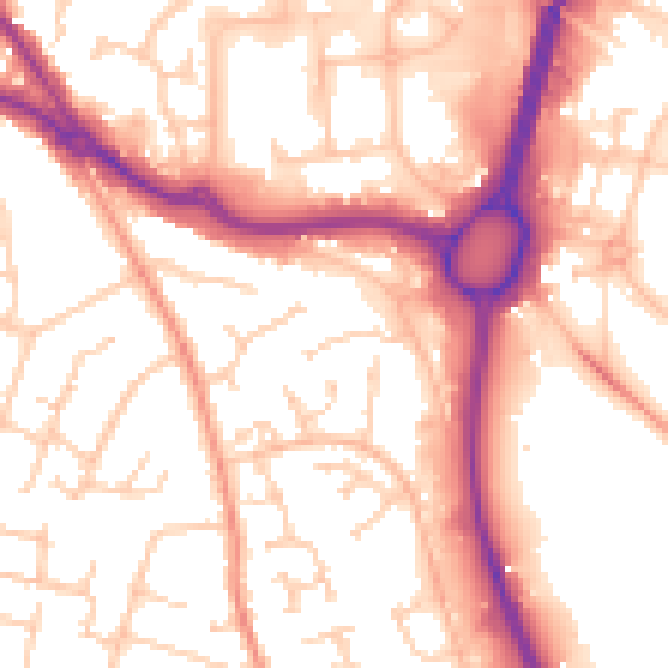 Daytime road noise heatmap for SO31 6BZ