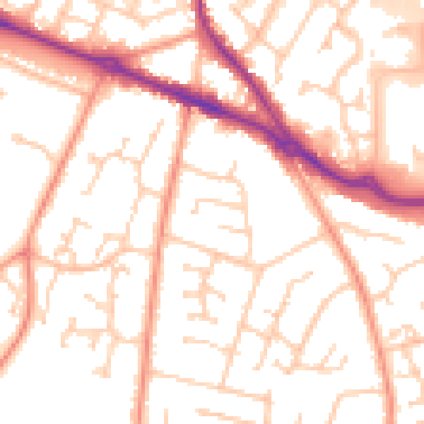 Daytime road noise heatmap for SO31 6NG