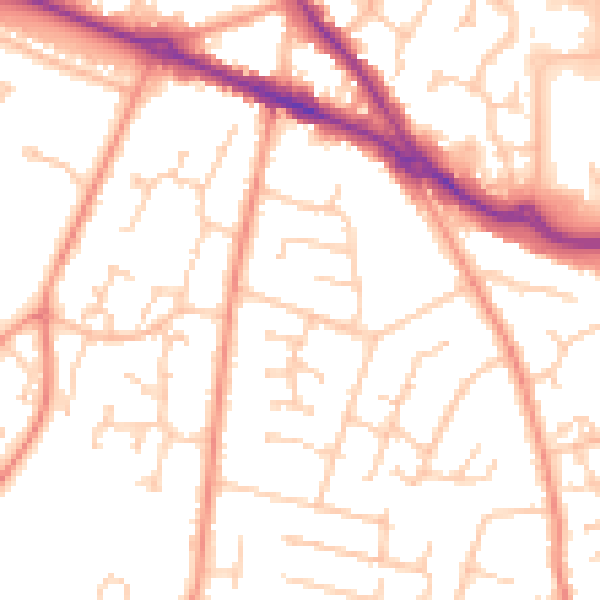 Daytime road noise heatmap for SO31 6QE