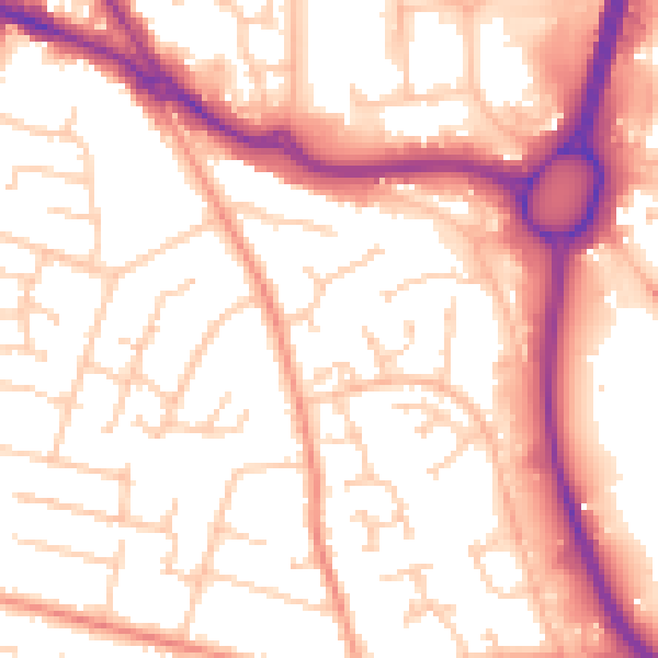 Daytime road noise heatmap for SO31 6QT