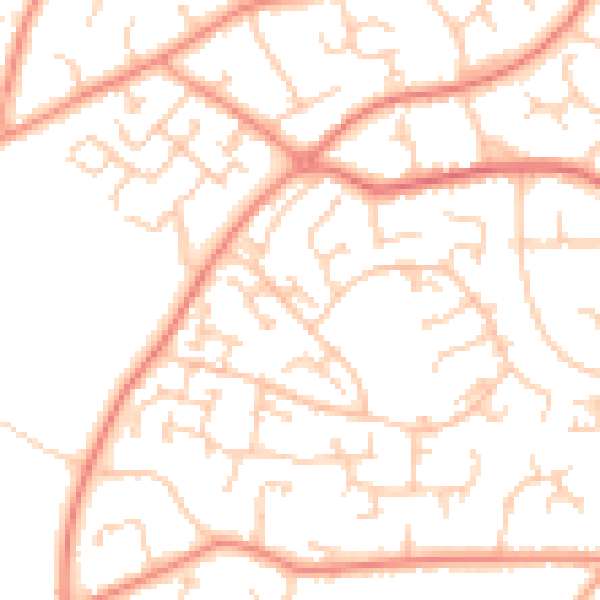 Daytime road noise heatmap for SO31 6SQ