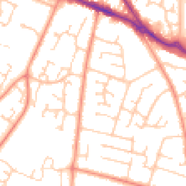 Daytime road noise heatmap for SO31 6SU