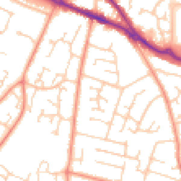 Daytime road noise heatmap for SO31 6SW